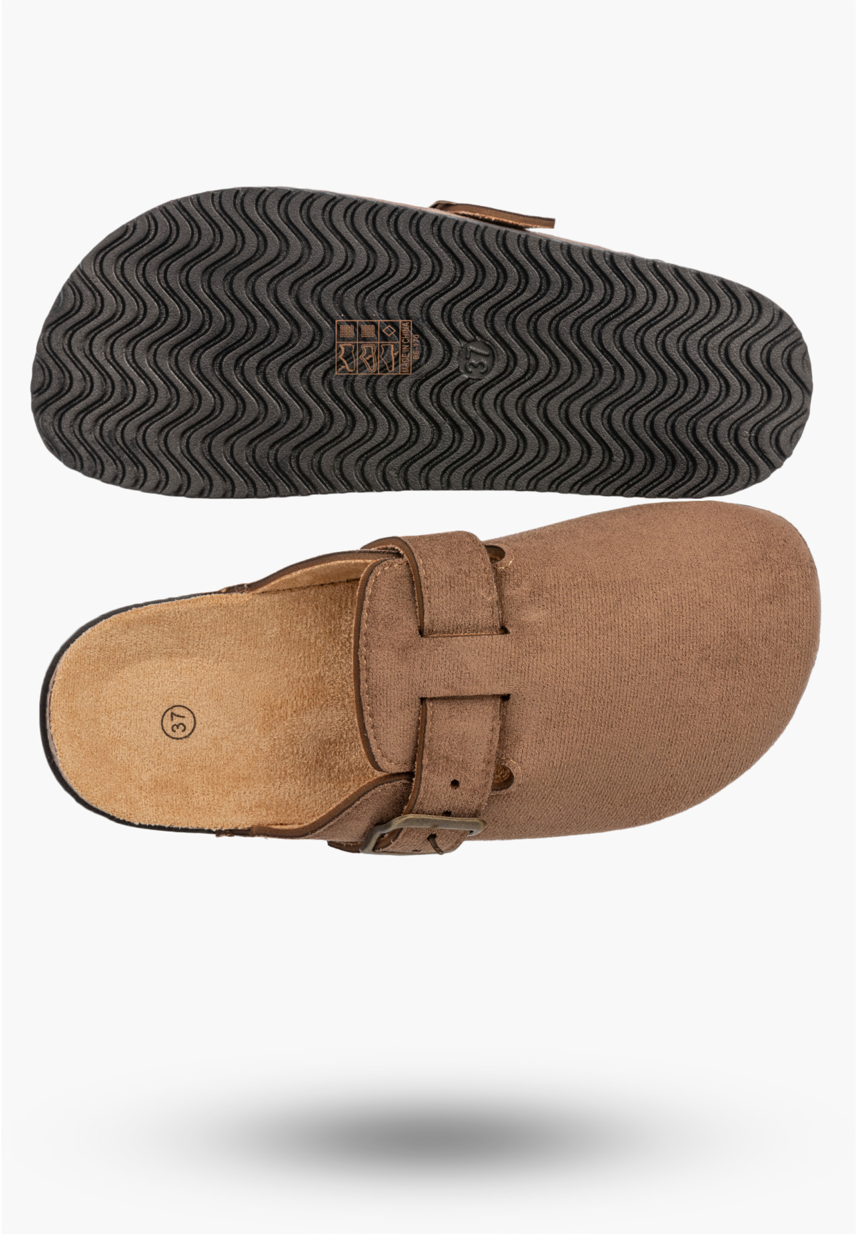 Klapki Damskie Buty Chodaki Casual Profilowane Korkowe Brązowe
