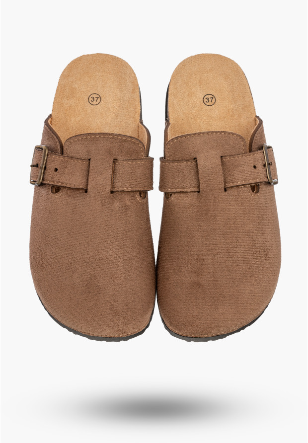 Klapki Damskie Buty Chodaki Casual Profilowane Korkowe Brązowe