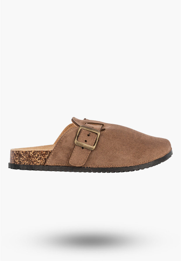 Klapki Damskie Buty Chodaki Casual Profilowane Korkowe Brązowe