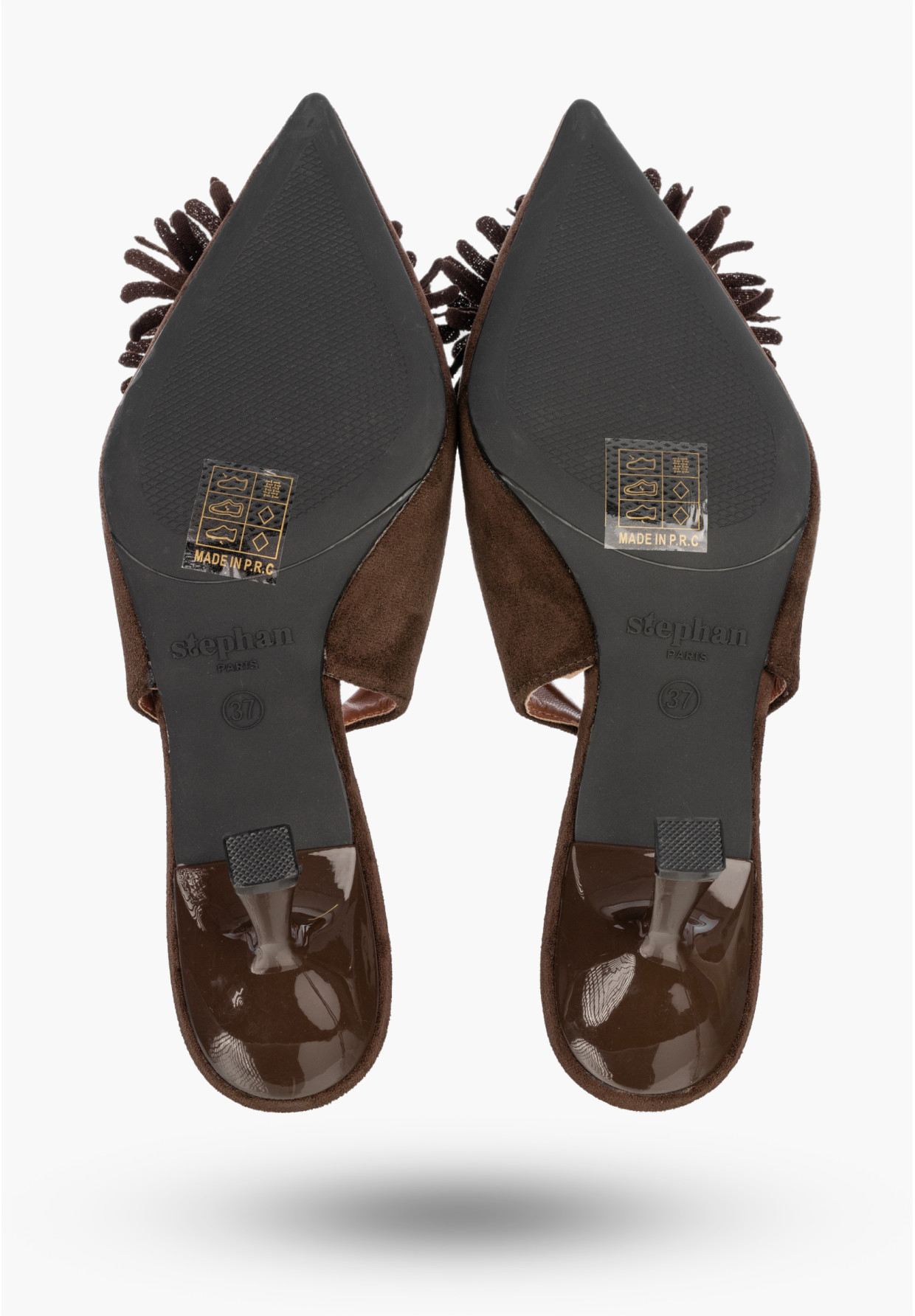 Szpilki Damskie Czółenka Slingback z Kwiatem Eleganckie Brązowe