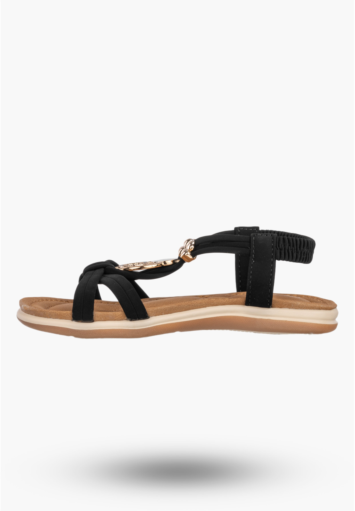 Sandały Dziewczęce z Ozdobą Letnie Eleganckie Buty Lekkie Czarne
