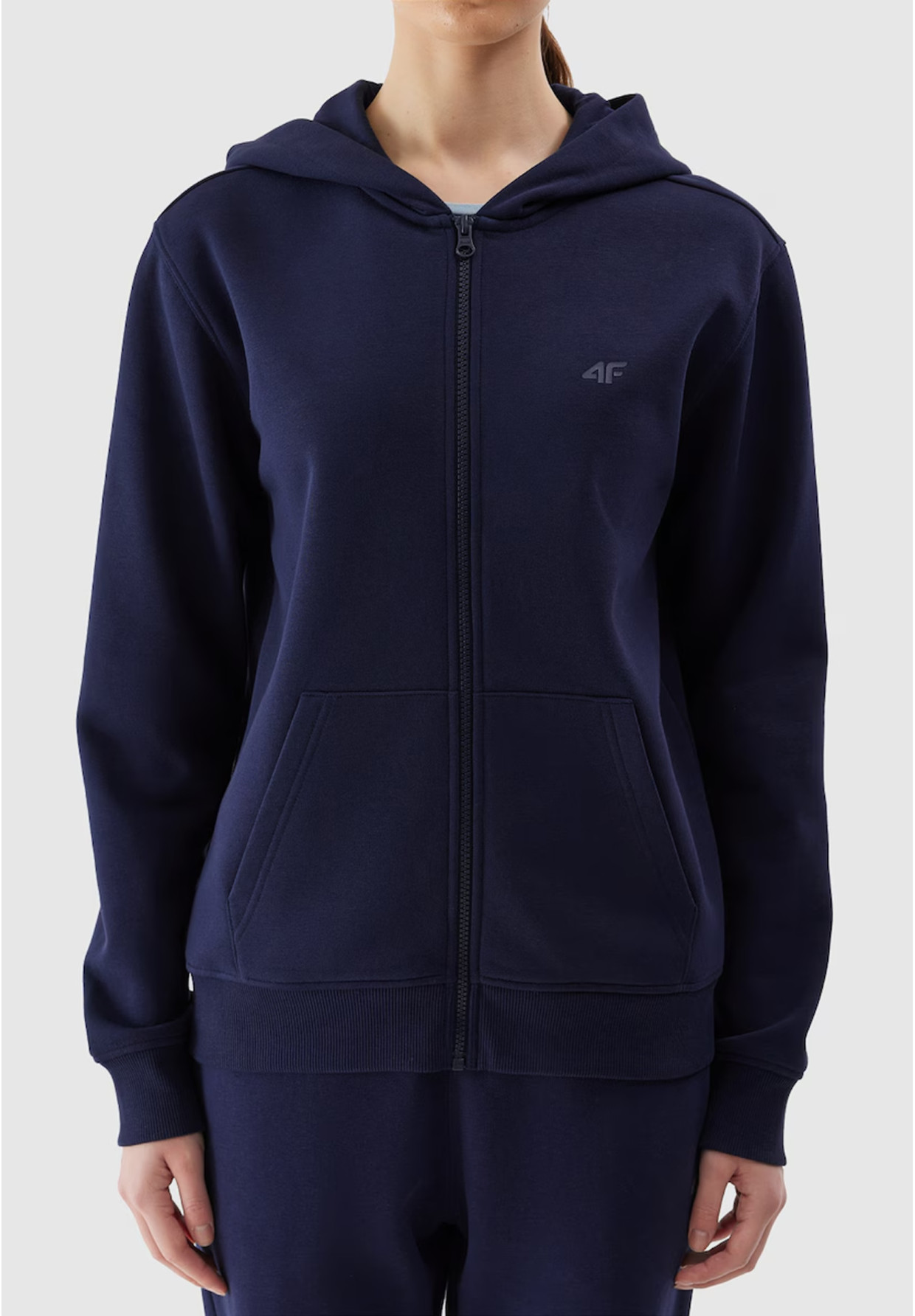 Bluza Damska 4F Sportowa Dresowa Rozpinana Ocieplana Z Kapturem Granatowa 4FWSS24TSWSF0956