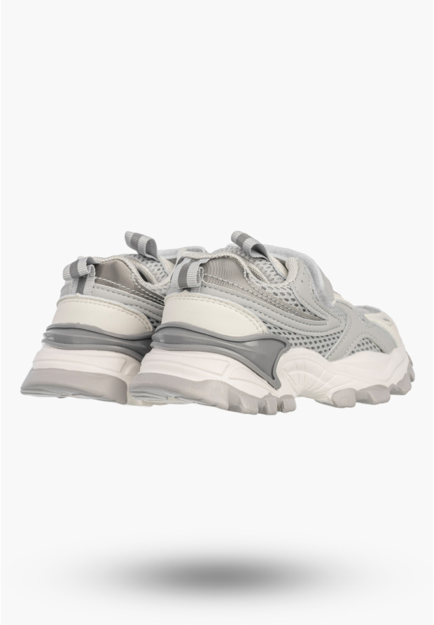Buty Sportowe Dziecięce Półbuty Sneakersy Na Rzepy Szare APAWWA