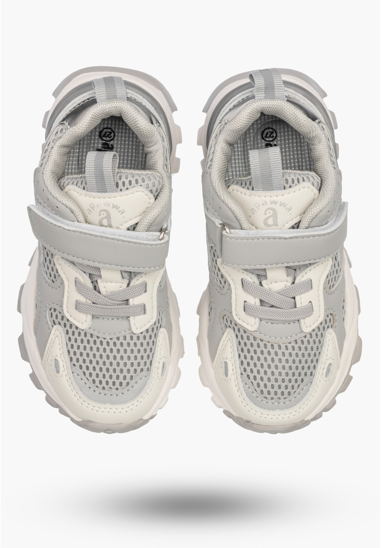 Buty Sportowe Dziecięce Półbuty Sneakersy Na Rzepy Szare APAWWA
