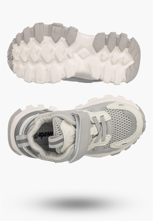 Buty Sportowe Dziecięce Półbuty Sneakersy Na Rzepy Szare APAWWA
