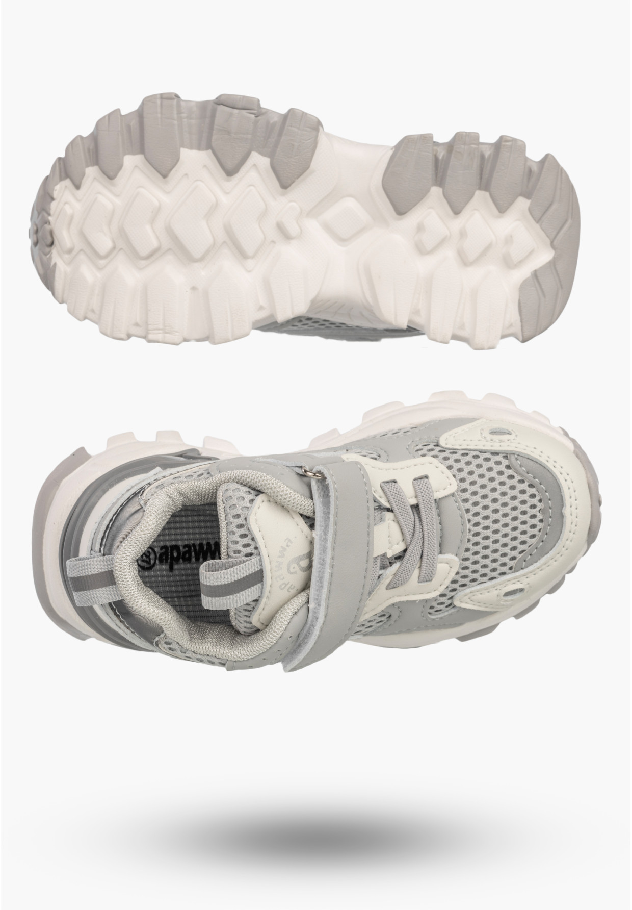 Buty Sportowe Dziecięce Półbuty Sneakersy Na Rzepy Szare APAWWA