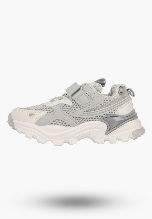 Buty Sportowe Dziecięce Półbuty Sneakersy Na Rzepy Szare APAWWA