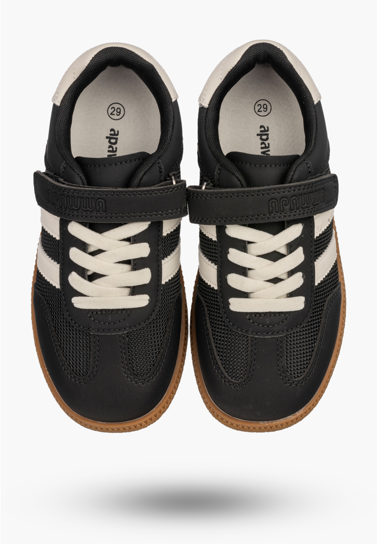 Sneakersy Dziecięce Trampki Buty Na Rzepy Skórzana Wkładka Czarne APAWWA