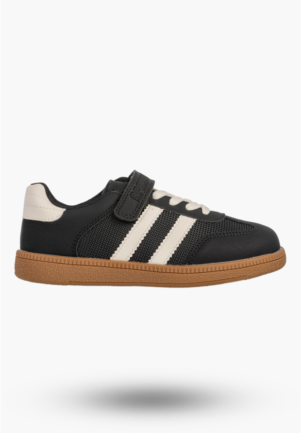 Sneakersy Dziecięce Trampki Buty Na Rzepy Skórzana Wkładka Czarne APAWWA
