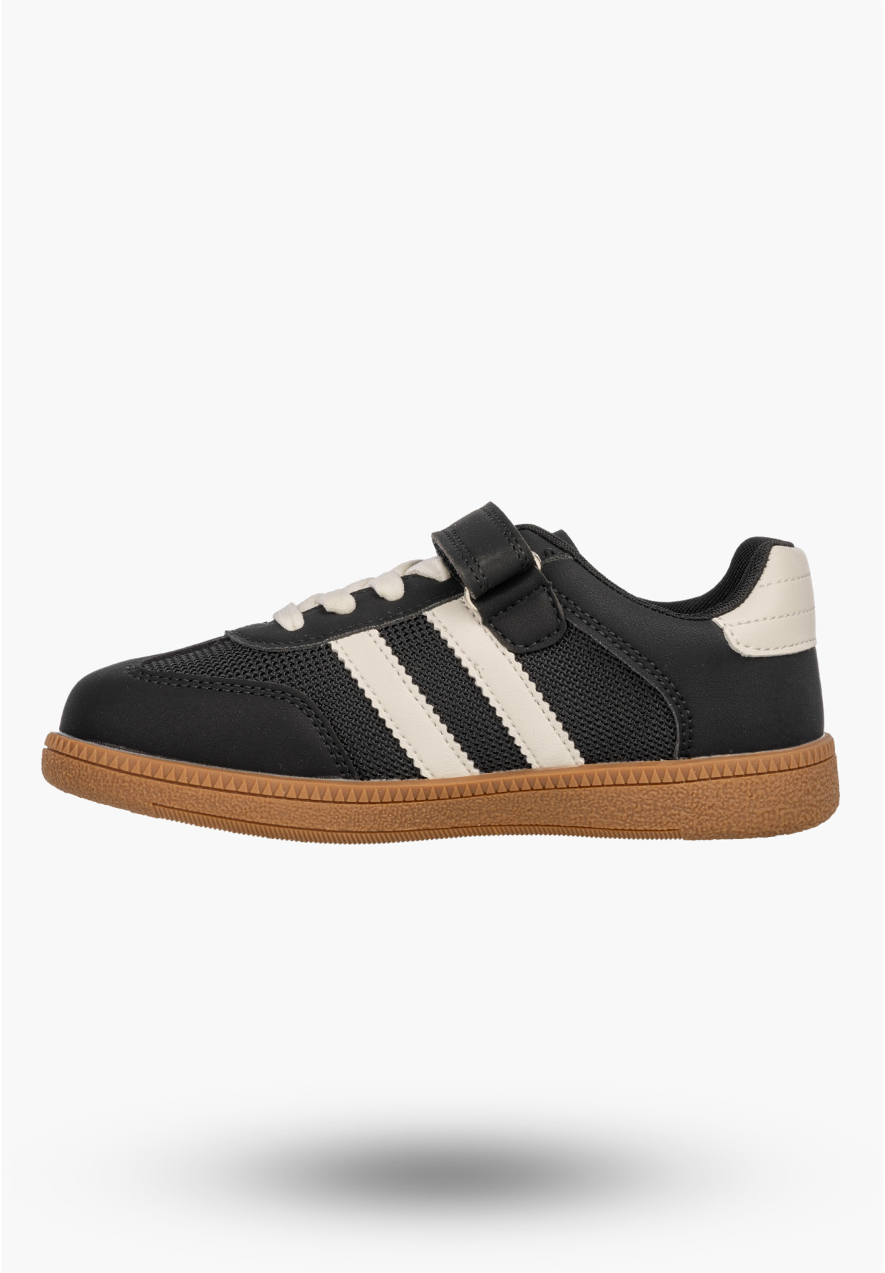 Sneakersy Dziecięce Trampki Buty Na Rzepy Skórzana Wkładka Czarne APAWWA