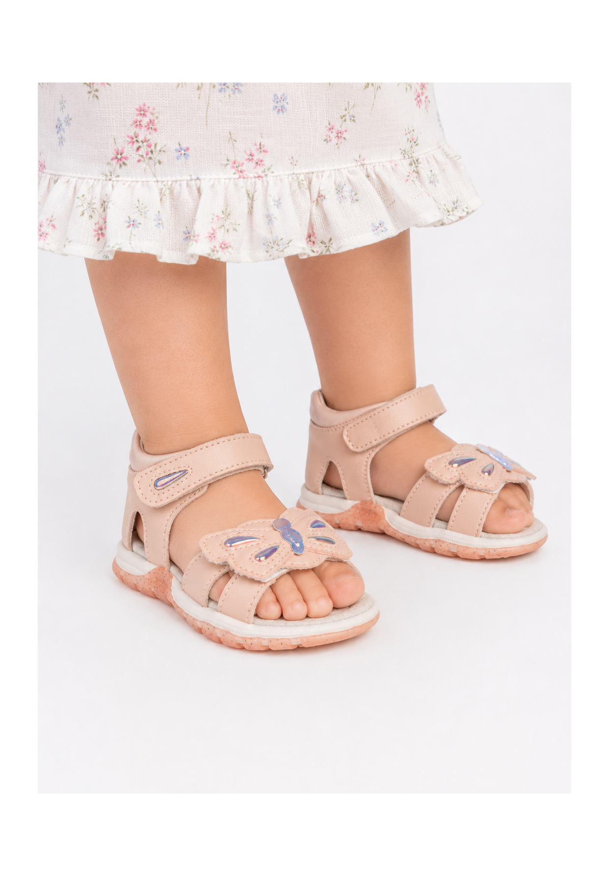 Sandały Dziewczęce Skórzana Wkładka Buty Na Rzepy Różowe Apawwa T1225P