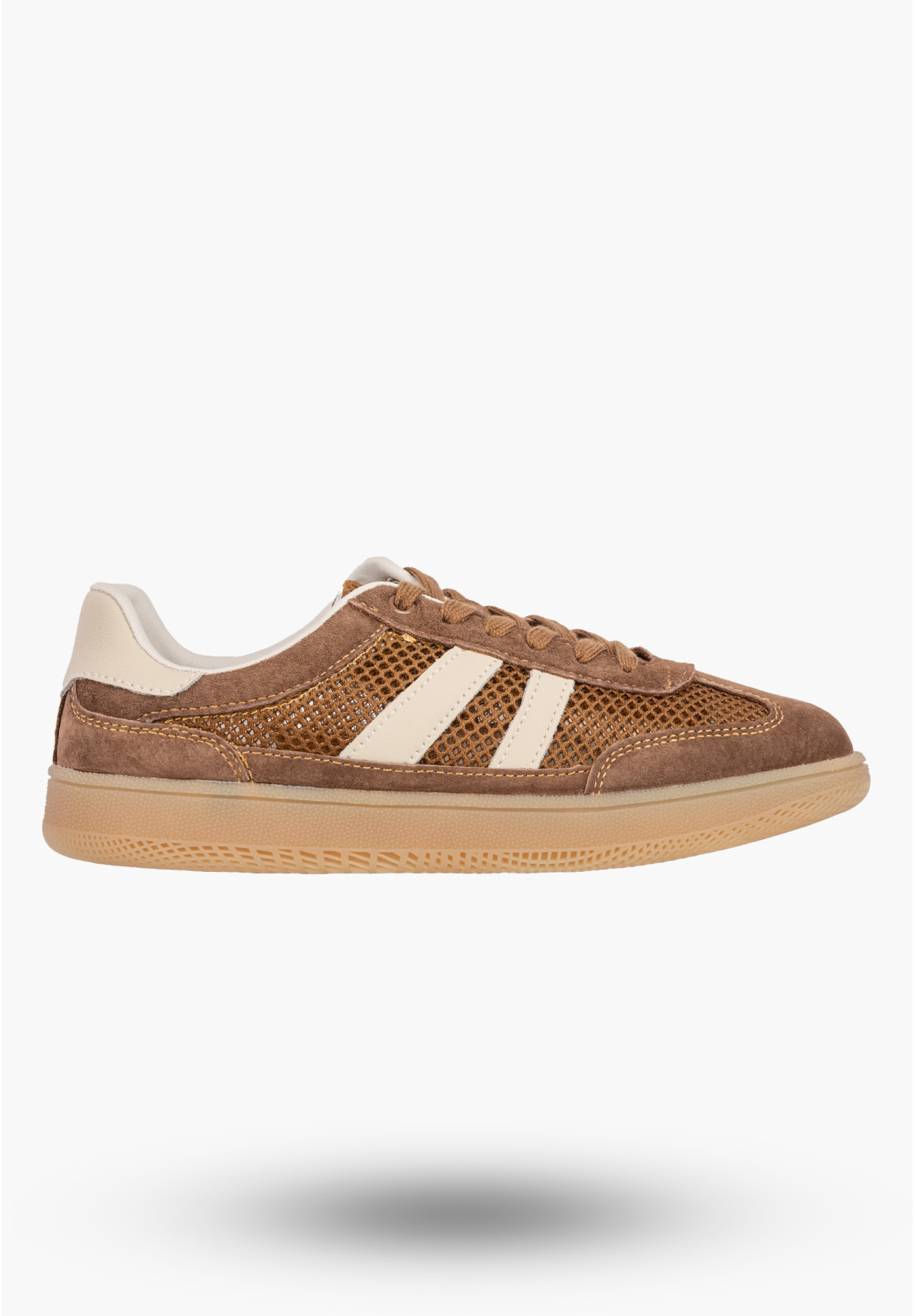 Sneakersy Damskie Buty Skórzane Sportowe Siateczka Półbuty Casual Brązowe Goodin