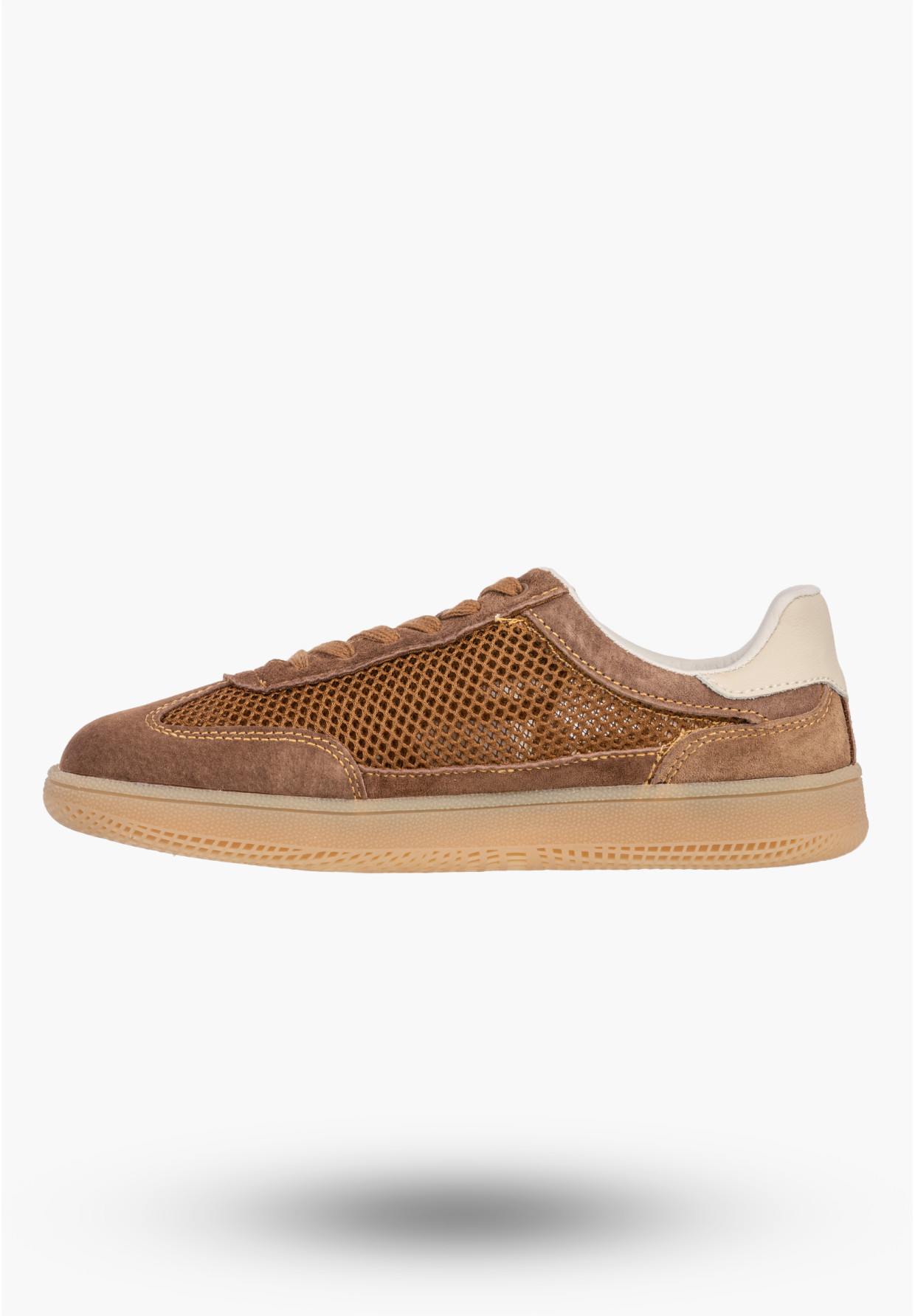 Sneakersy Damskie Buty Skórzane Sportowe Siateczka Półbuty Casual Brązowe Goodin