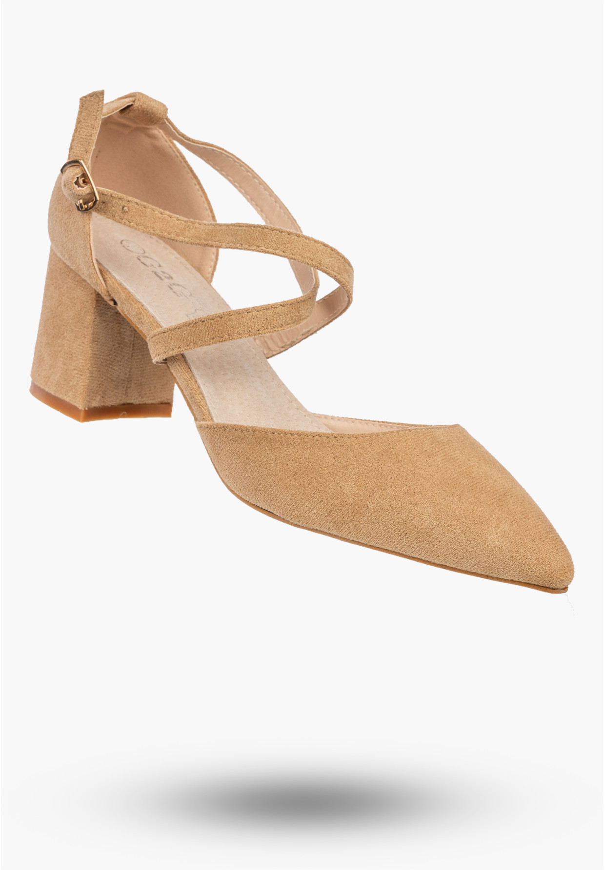 Czółenka Damskie Buty Na Słupku Skórzana Wkładka Eleganckie Beżowe