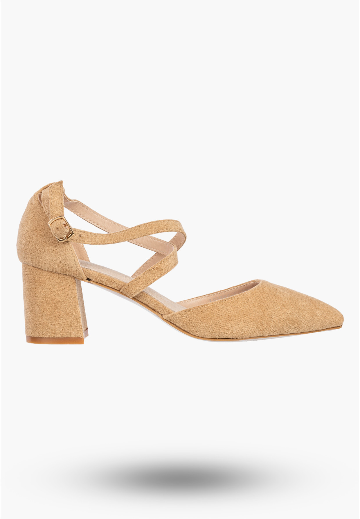 Czółenka Damskie Buty Na Słupku Skórzana Wkładka Eleganckie Beżowe