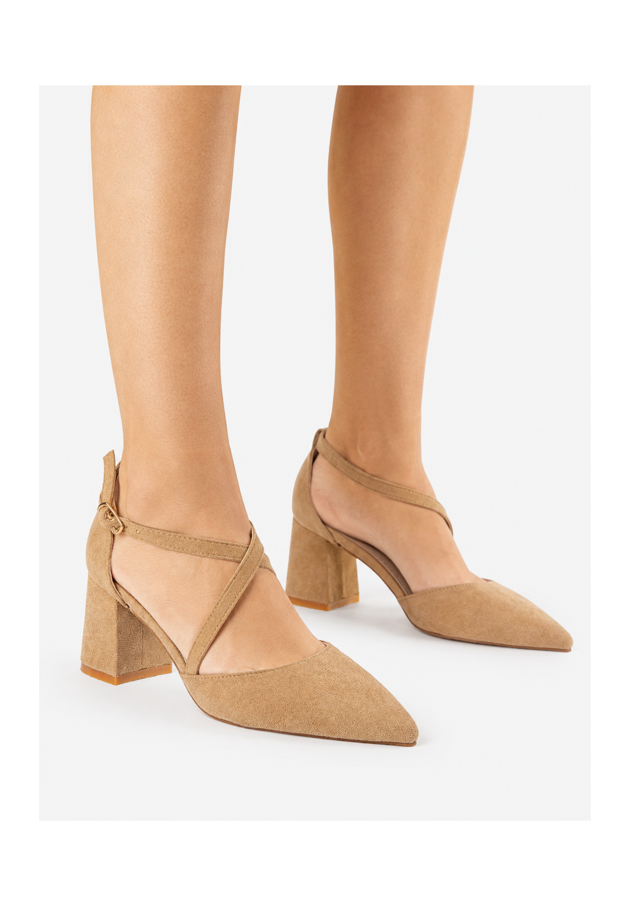 Czółenka Damskie Buty Na Słupku Skórzana Wkładka Eleganckie Beżowe