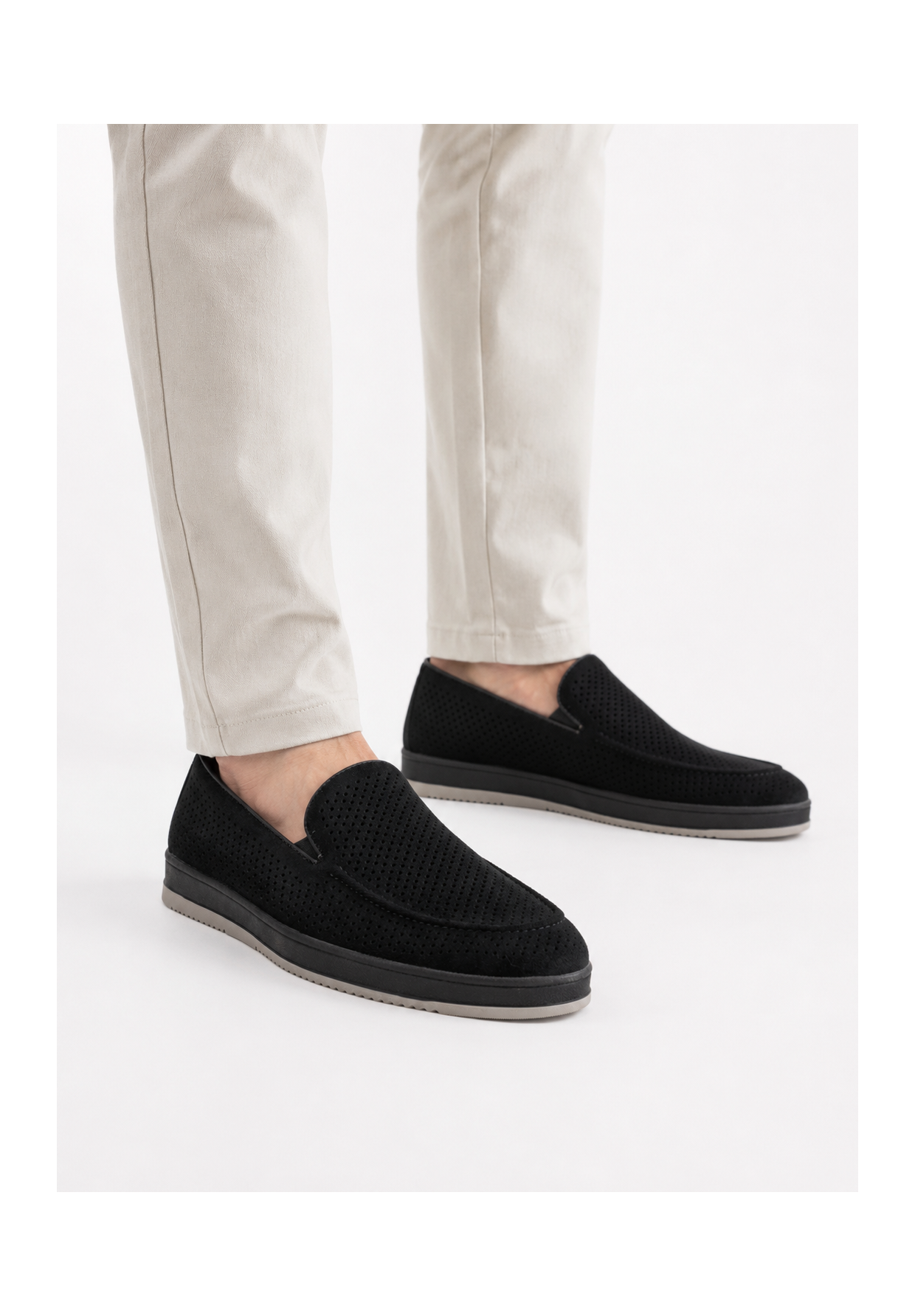 Mokasyny Męskie Casual Wsuwane Półbuty Skórzana Wkładka Eleganckie Czarne
