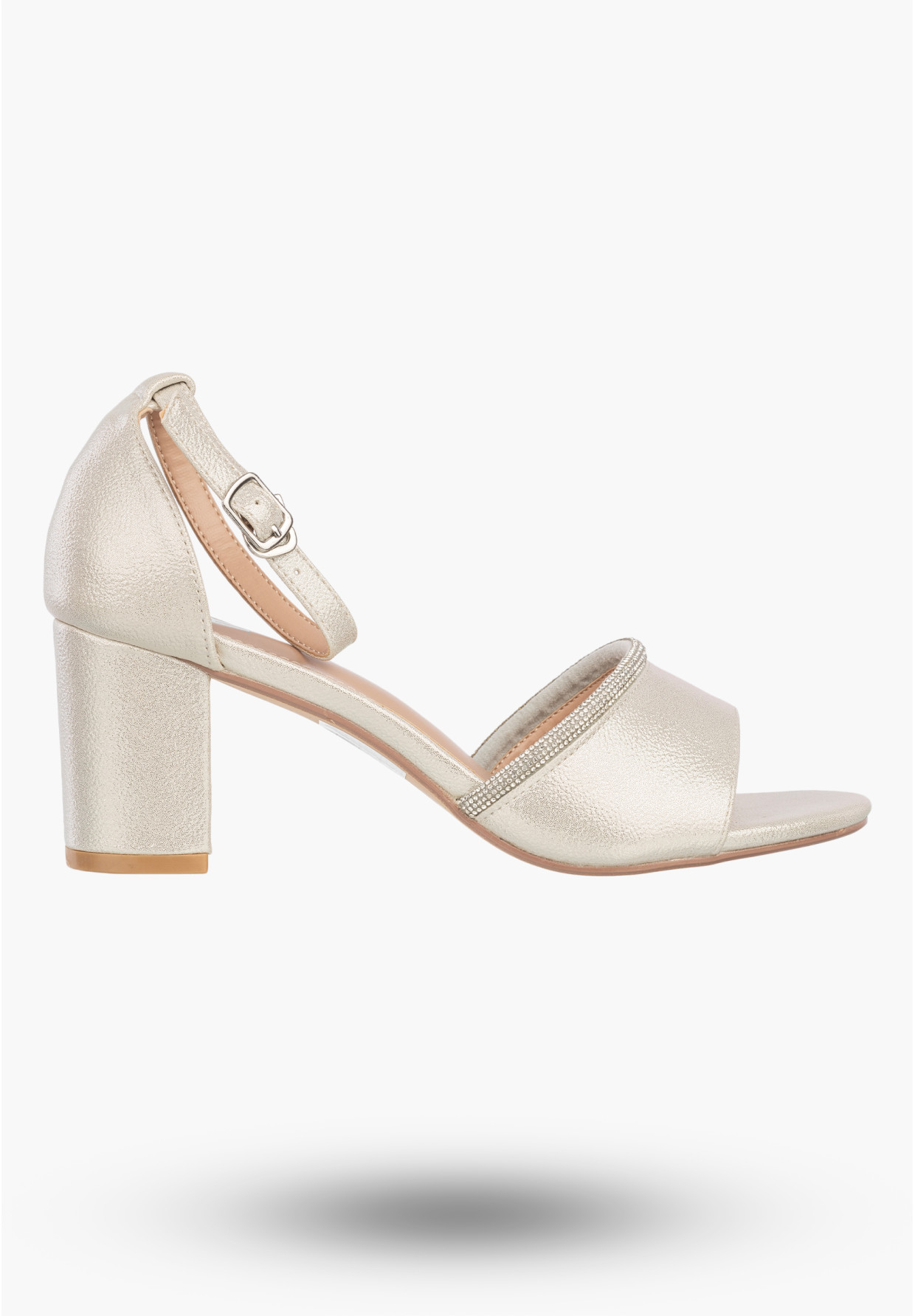 Sandały Damskie Ekoskóra Buty Eleganckie Na Słupku Z Cyrkoniami Srebrne