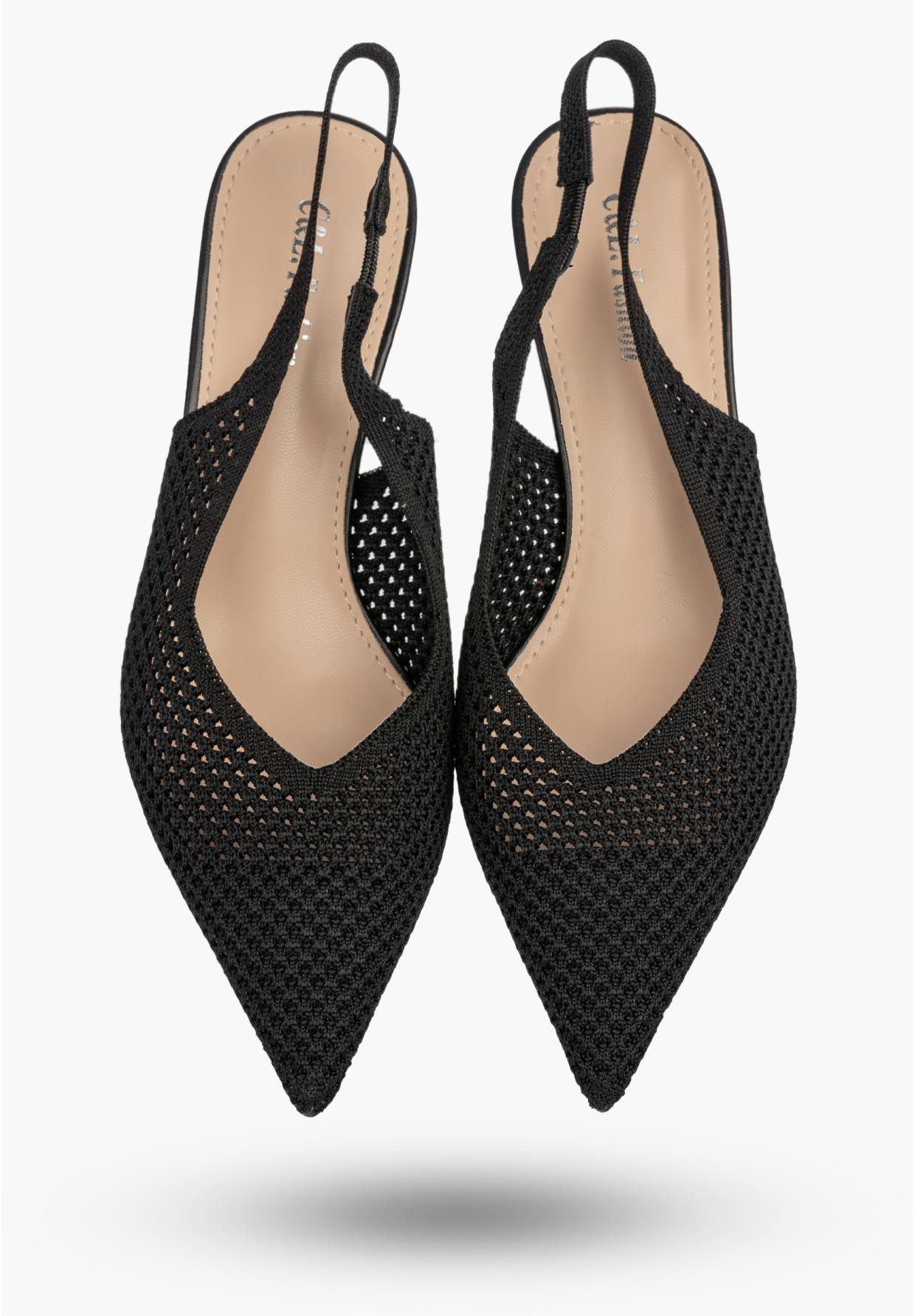 Szpilki Damskie Slingback Ażurowe Czółenka Eleganckie Na Szpilce Czarne