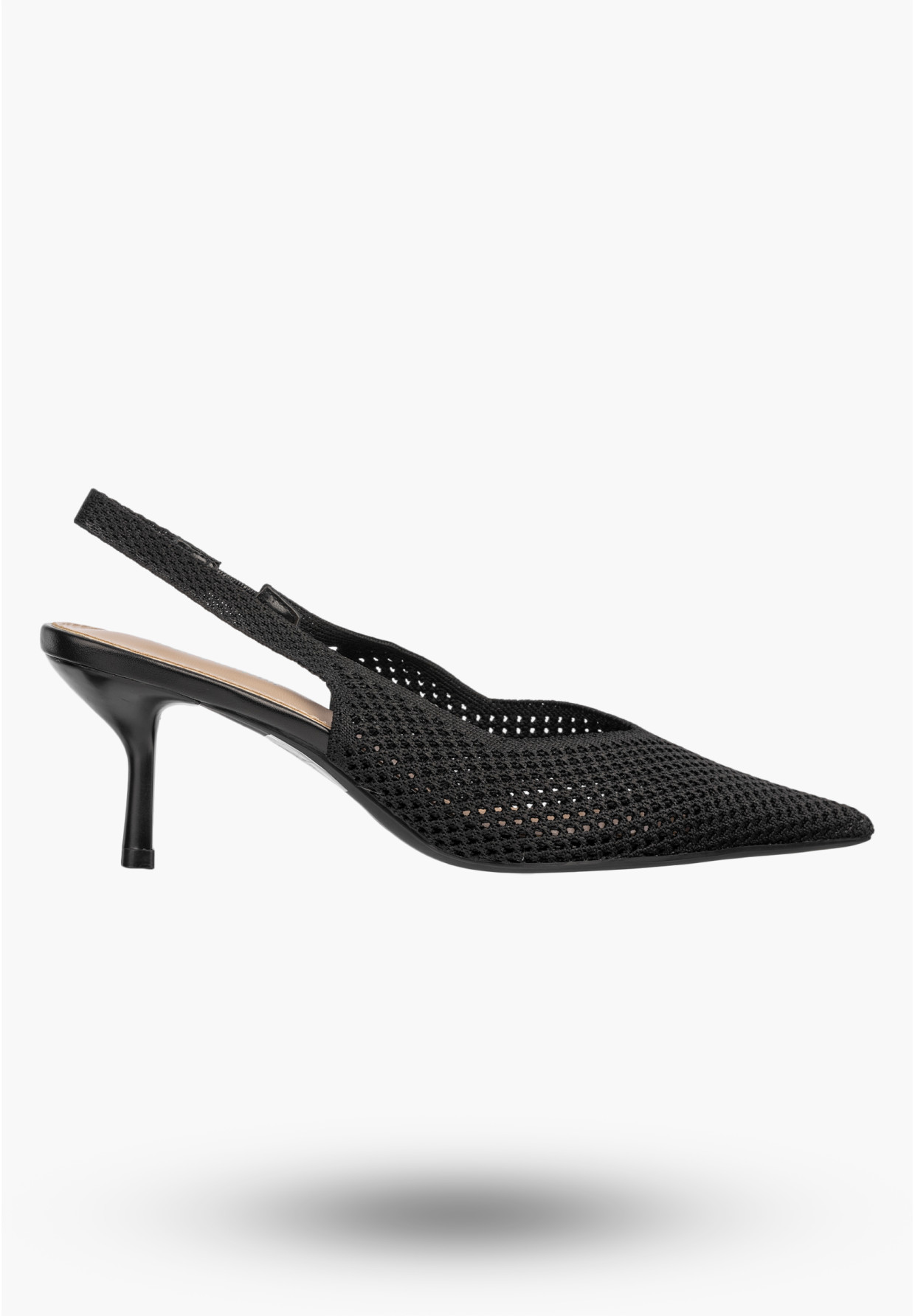 Szpilki Damskie Slingback Ażurowe Czółenka Eleganckie Na Szpilce Czarne