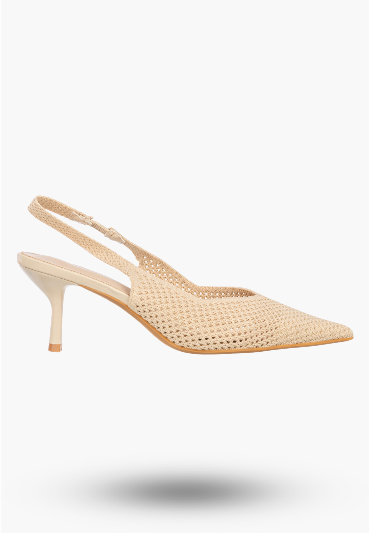 Szpilki Damskie Slingback Ażurowe Czółenka Eleganckie Na Szpilce Beżowe