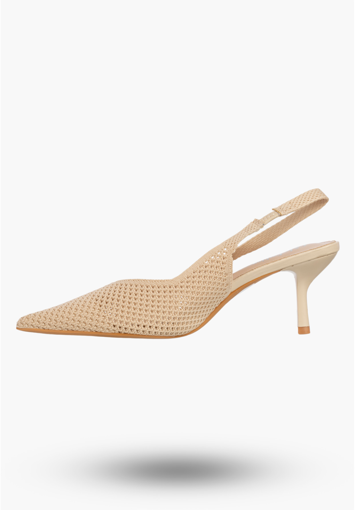 Szpilki Damskie Slingback Ażurowe Czółenka Eleganckie Na Szpilce Beżowe
