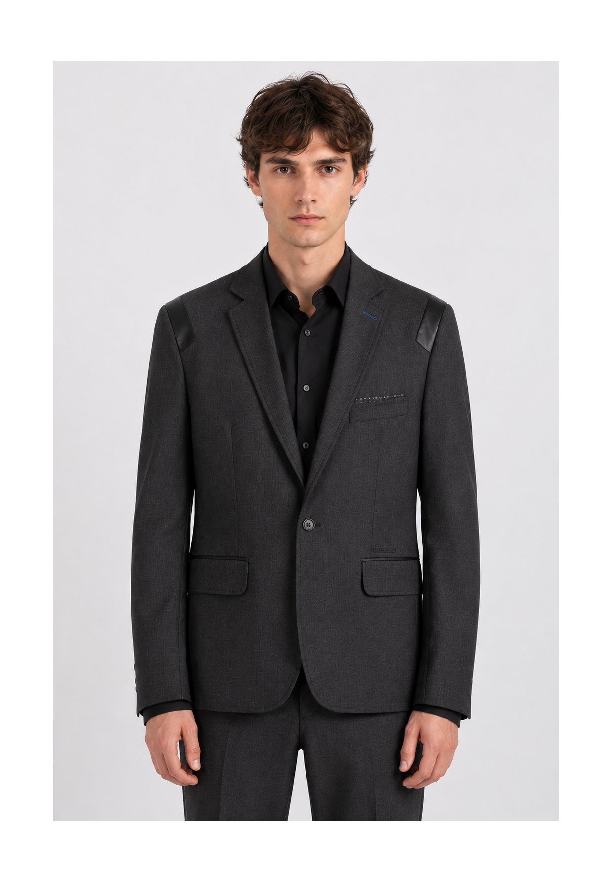Marynarka Męska Elegancka Wizytowa Slim Fit Casual Grafitowa