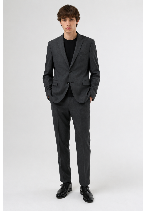 Grafitowy garnitur męski slim fit elegancki