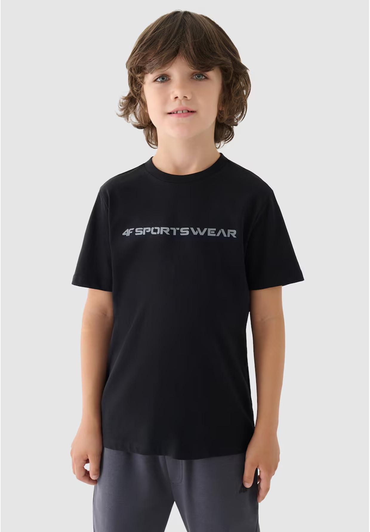 T-shirt Chłopięcy 4F Bawełniany Czarny Koszulka Sportowa Regular 4FJWAW24TTSHM1552