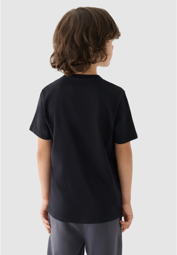T-shirt Chłopięcy 4F Bawełniany Czarny Koszulka Sportowa Regular 4FJWAW24TTSHM1552