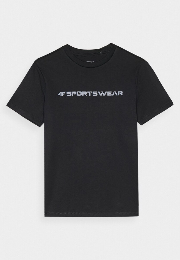 T-shirt Chłopięcy 4F Bawełniany Czarny Koszulka Sportowa Regular 4FJWAW24TTSHM1552