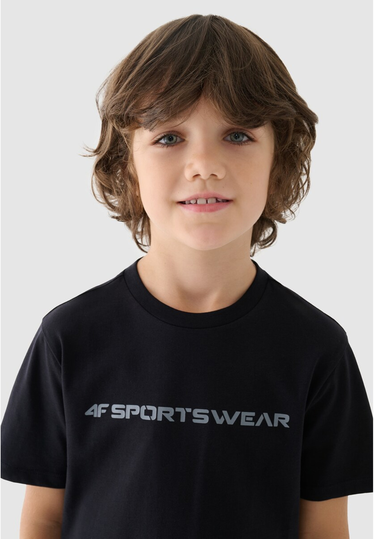 T-shirt Chłopięcy 4F Bawełniany Czarny Koszulka Sportowa Regular 4FJWAW24TTSHM1552
