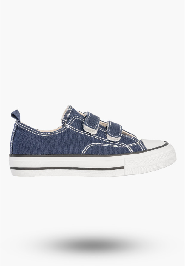 Trampki Dziecięce Buty Na Rzepy Tenisówki Materiałowe Casual Granatowe APAWWA