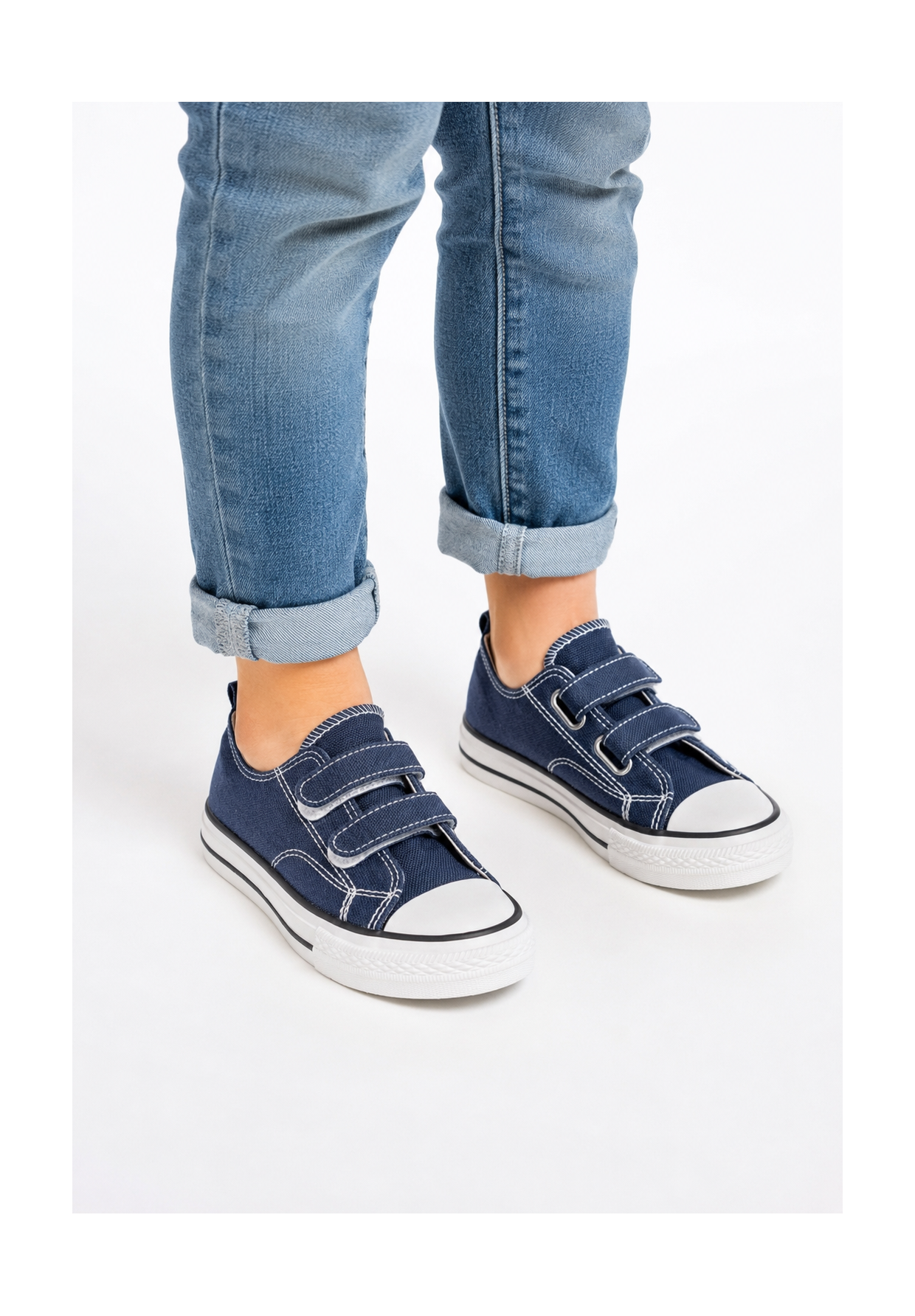Trampki Dziecięce Buty Na Rzepy Tenisówki Materiałowe Casual Granatowe APAWWA