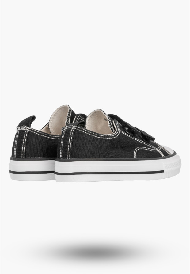 Trampki Dziecięce Buty Na Rzepy Tenisówki Materiałowe Casual Czarne APAWWA