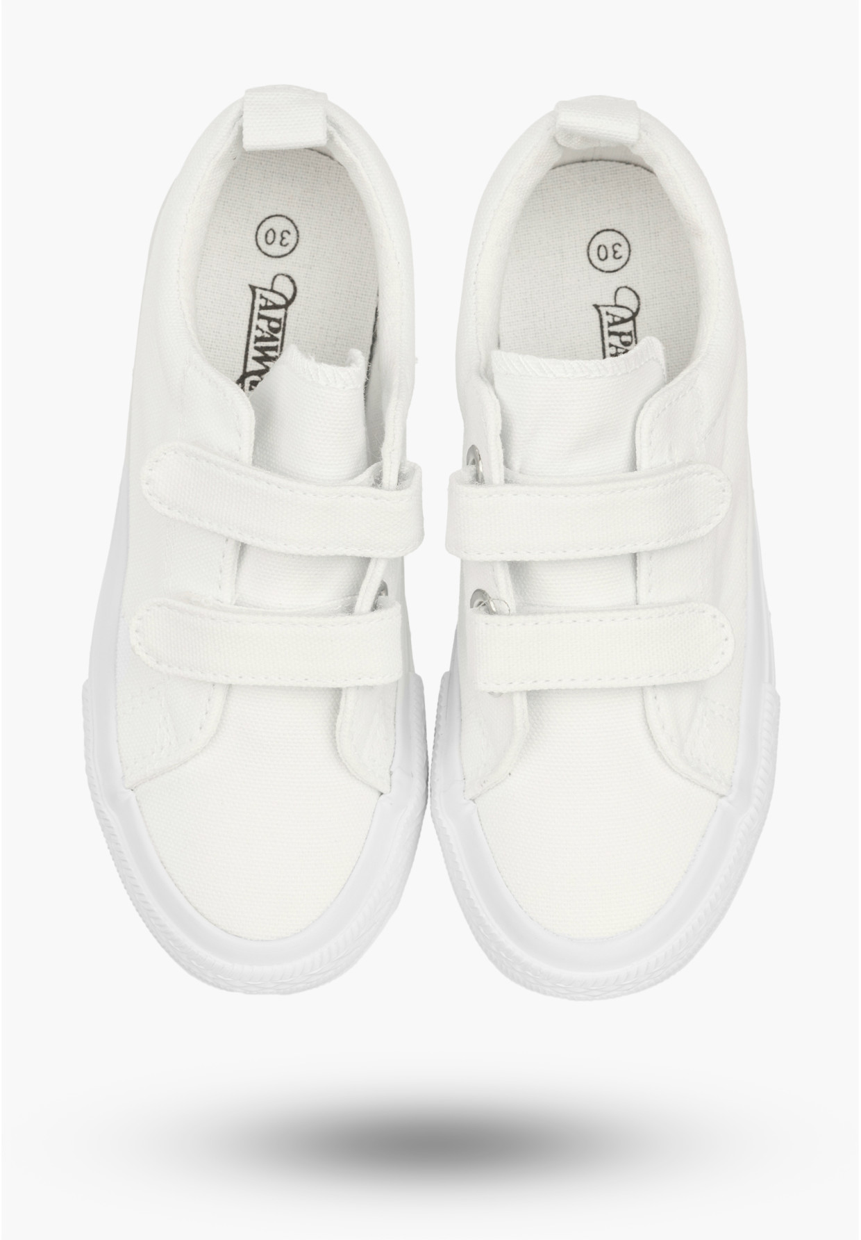 Trampki Dziecięce Buty Na Rzepy Tenisówki Materiałowe Casual Białe APAWWA
