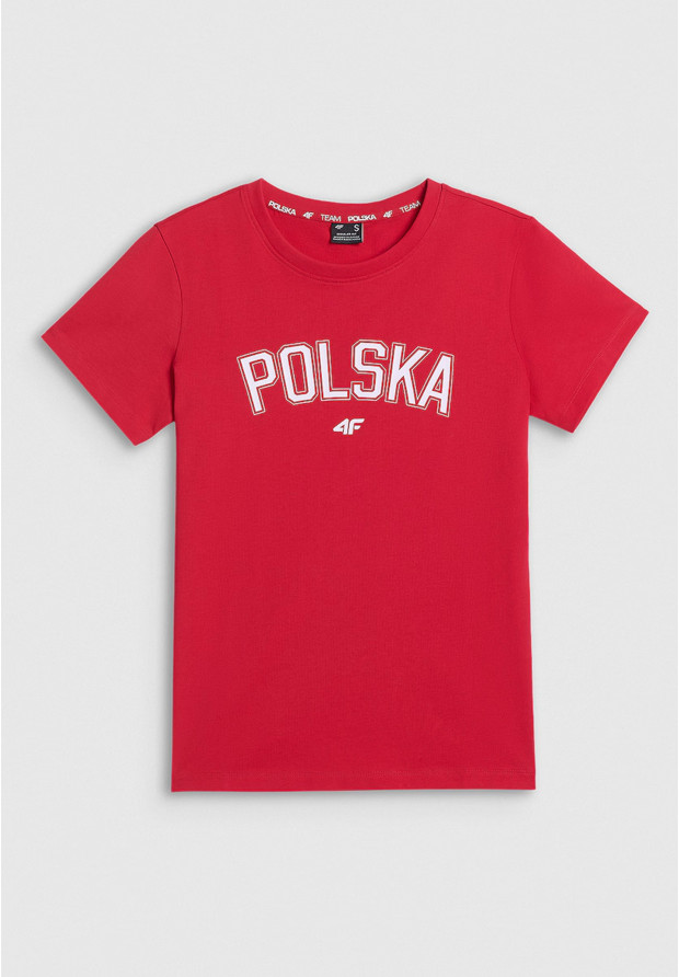 Koszulka Damska 4F Polska Czerwona T-Shirt Sportowy Kibica Bawełniany 4FRSS26TTSHF4207