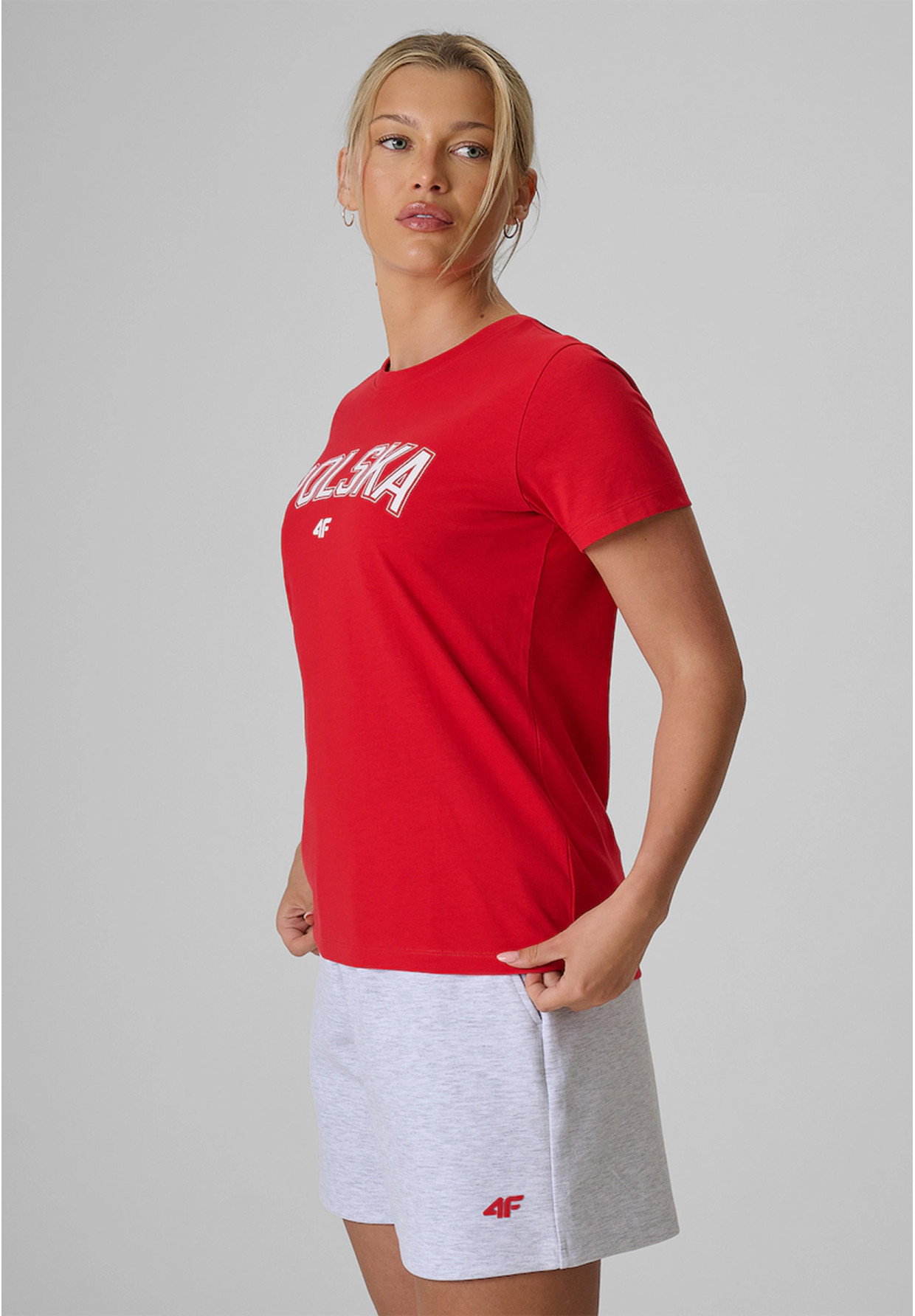 Koszulka Damska 4F Polska Czerwona T-Shirt Sportowy Kibica Bawełniany 4FRSS26TTSHF4207
