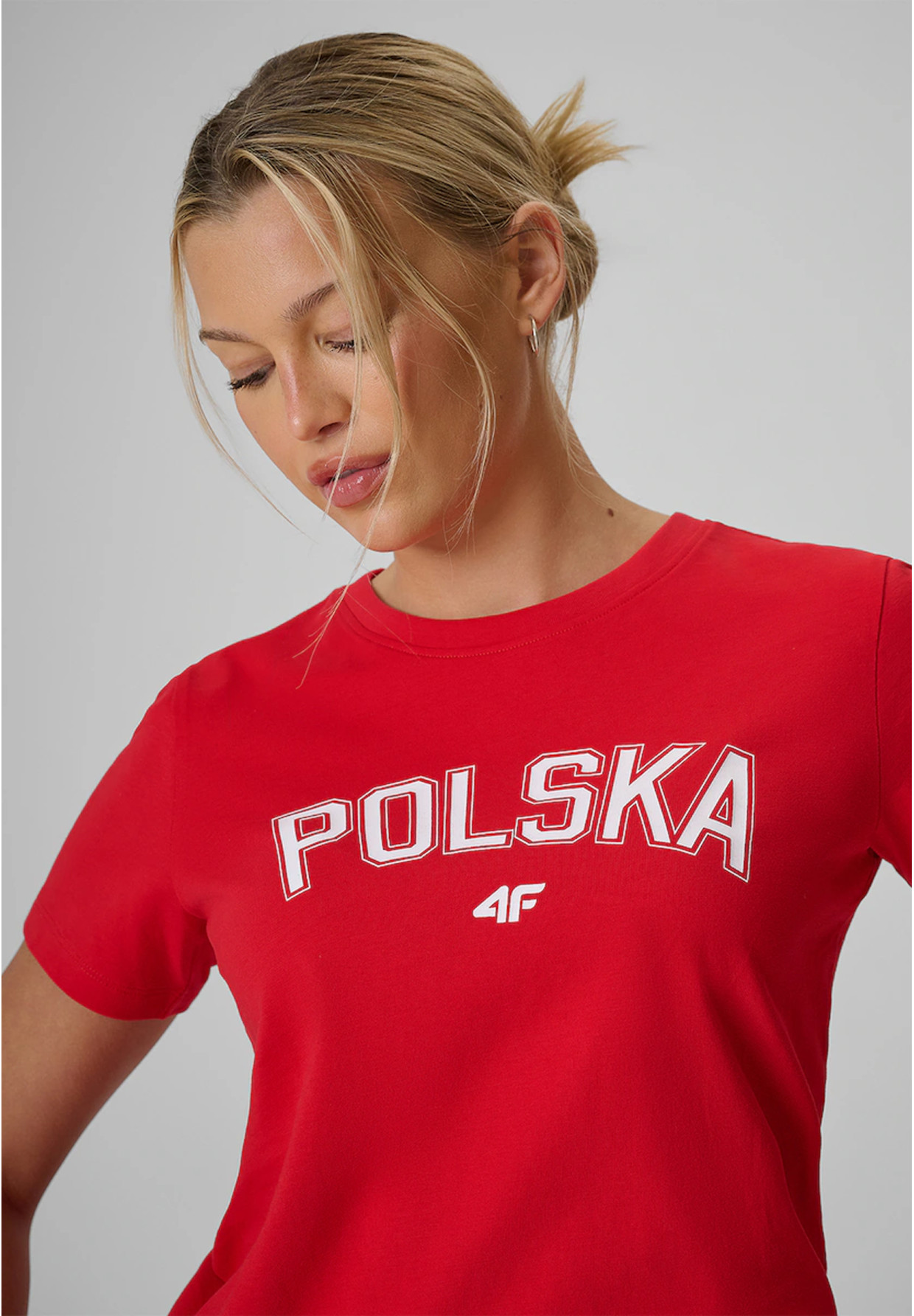 Koszulka Damska 4F Polska Czerwona T-Shirt Sportowy Kibica Bawełniany 4FRSS26TTSHF4207