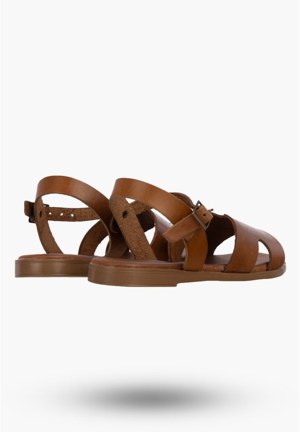Sandały Damskie Skórzane Buty Eleganckie Letnie Casual Brązowe
