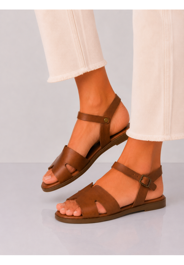 Sandały Damskie Skórzane Buty Eleganckie Letnie Casual Brązowe