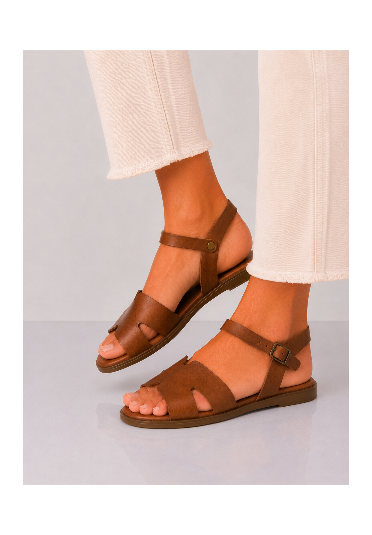 Sandały Damskie Skórzane Buty Eleganckie Letnie Casual Brązowe