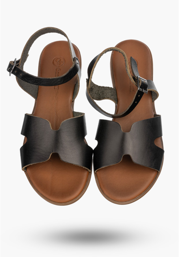 Sandały Damskie Skórzane Buty Eleganckie Letnie Casual Czarne