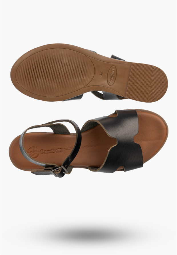 Sandały Damskie Skórzane Buty Eleganckie Letnie Casual Czarne