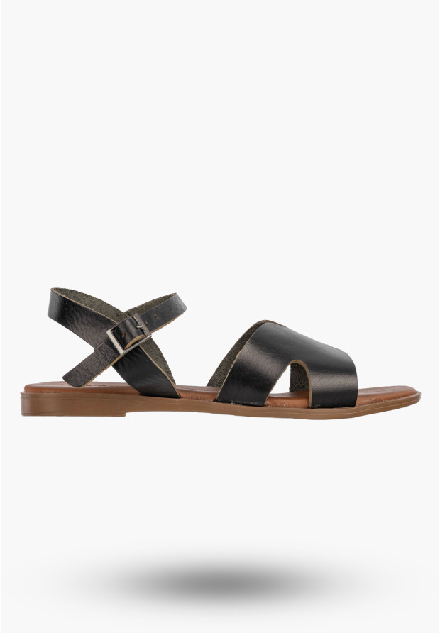 Sandały Damskie Skórzane Buty Eleganckie Letnie Casual Czarne