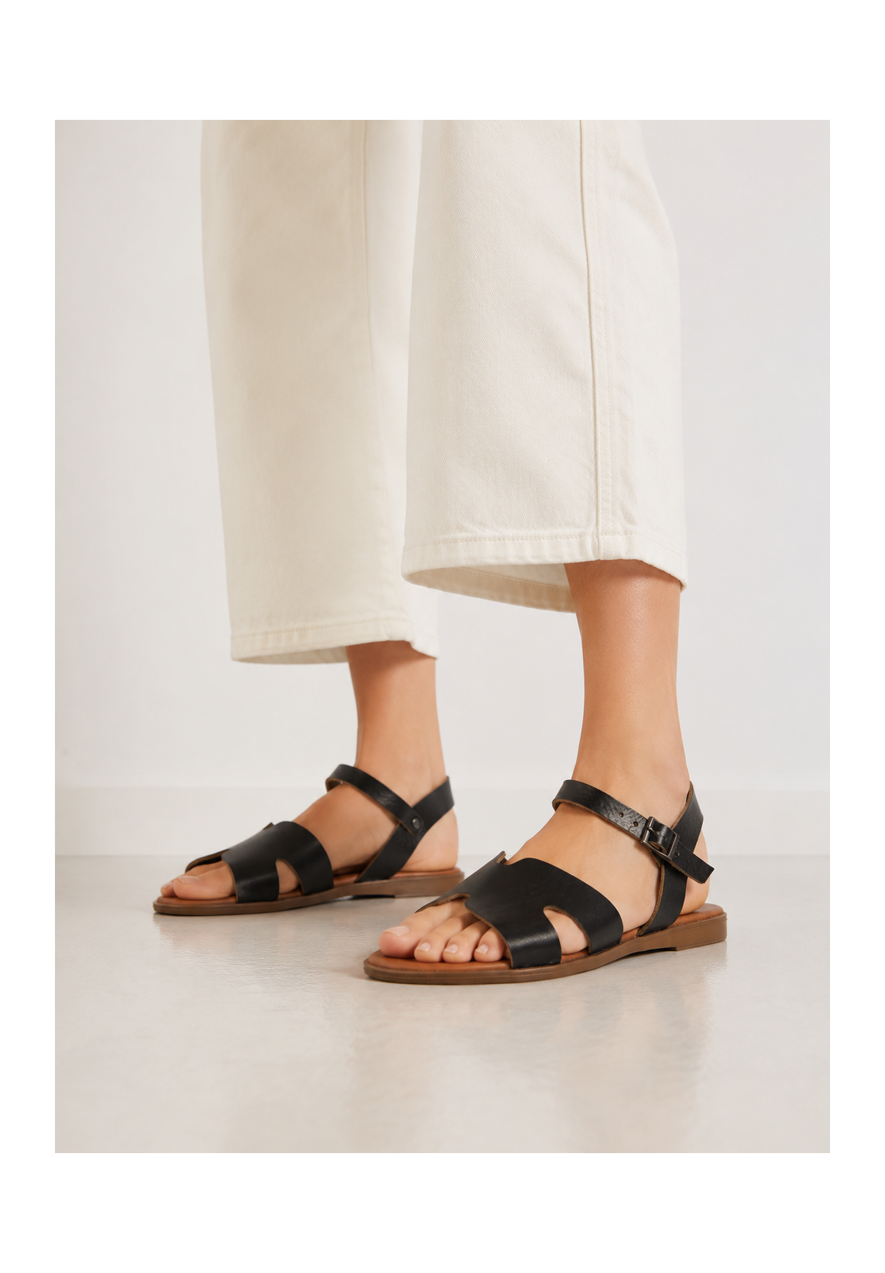 Sandały Damskie Skórzane Buty Eleganckie Letnie Casual Czarne