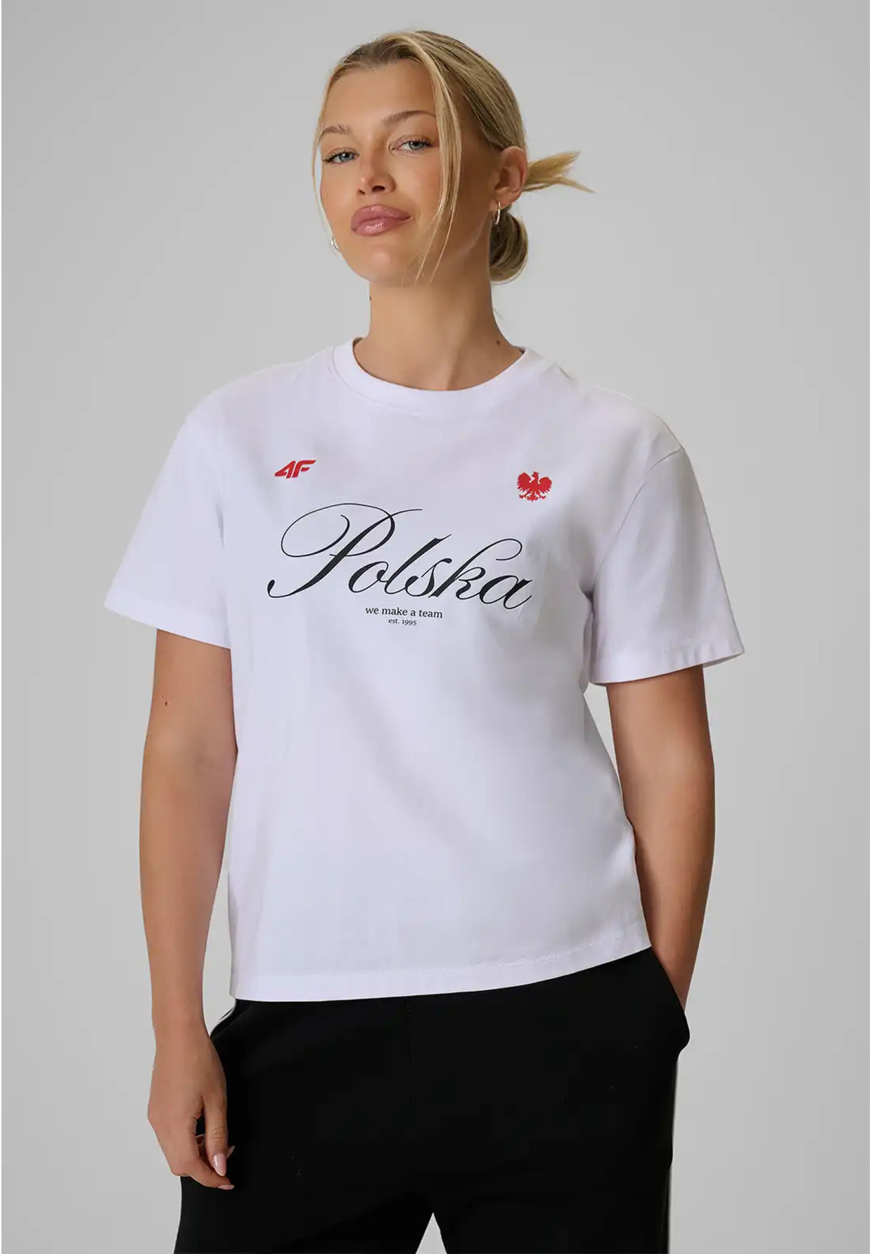 Koszulka Damska 4F Polska Bawełniany T-Shirt Casual Biała Sportowa 4FRSS26TTSHF4206