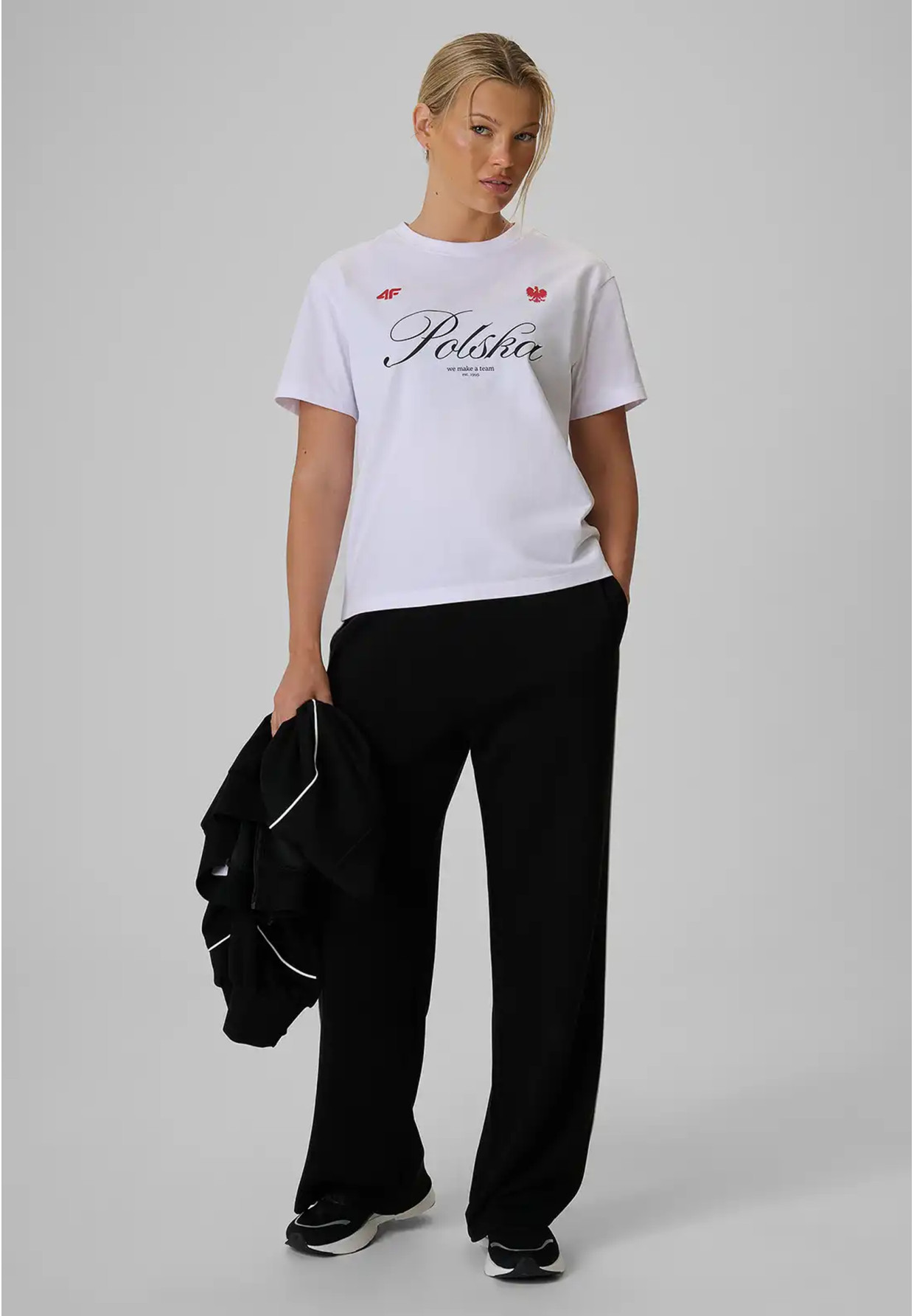 Koszulka Damska 4F Polska Bawełniany T-Shirt Casual Biała Sportowa 4FRSS26TTSHF4206