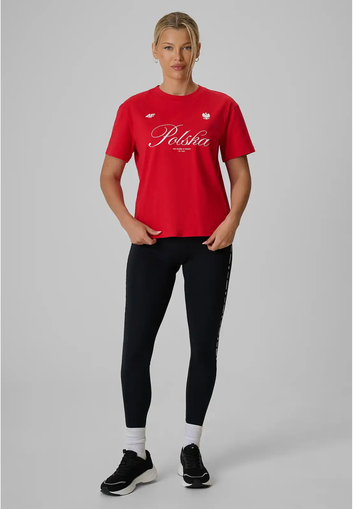 Koszulka Damska 4F Polska Czerwona Bawełniana Sportowa Casual T-Shirt 4FRSS26TTSHF4206