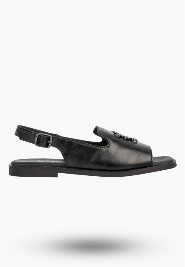 Sandały Damskie Skórzane Buty Eleganckie Letnie Casual Czarne